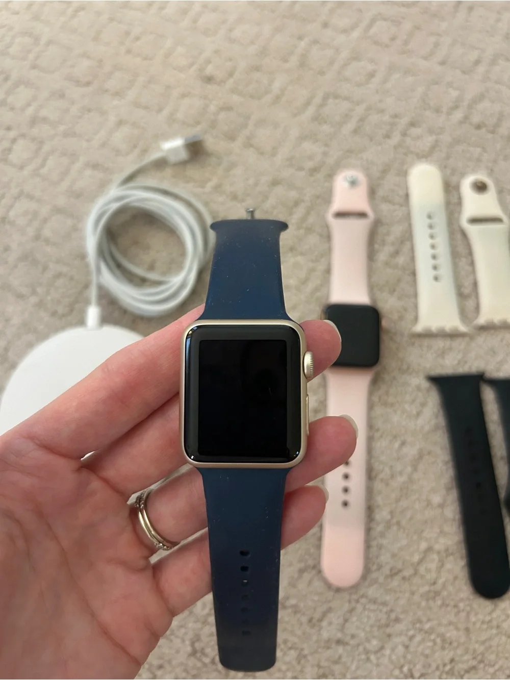 Apple Watch Bundle with Navy, Pink, Cream & Black Silicone Bands